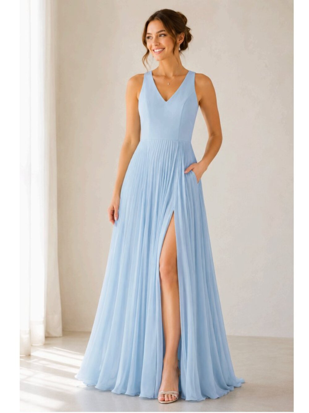NEW azazie lindsey sky blue bridesmaid dress 🤍 6